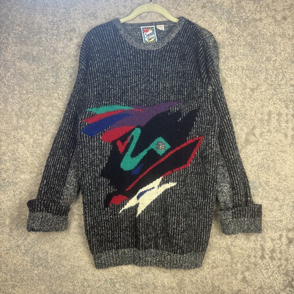 Vintage 90s Concrete Knit Sweater Abstract Geometric Men’s Size Large